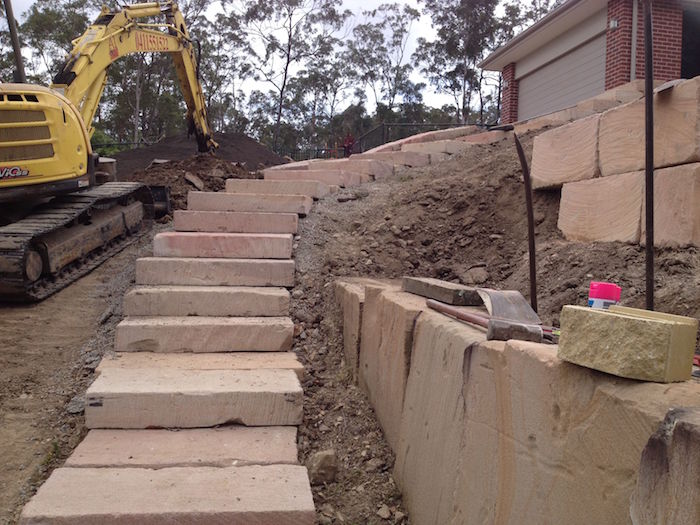 Long Rough Cut Curved Steps